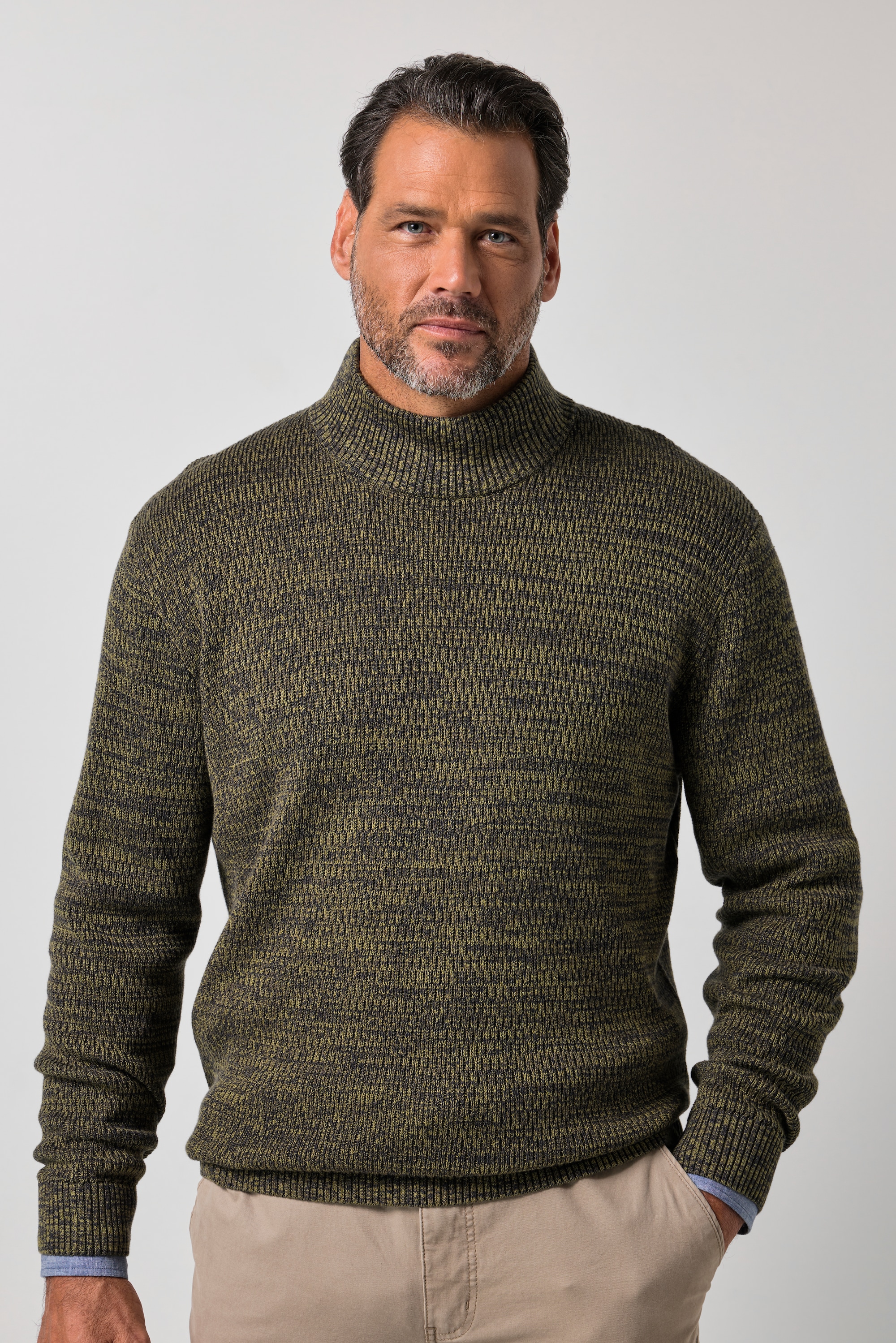 Pull, maille grossière Two Tone, col montant, JP1880