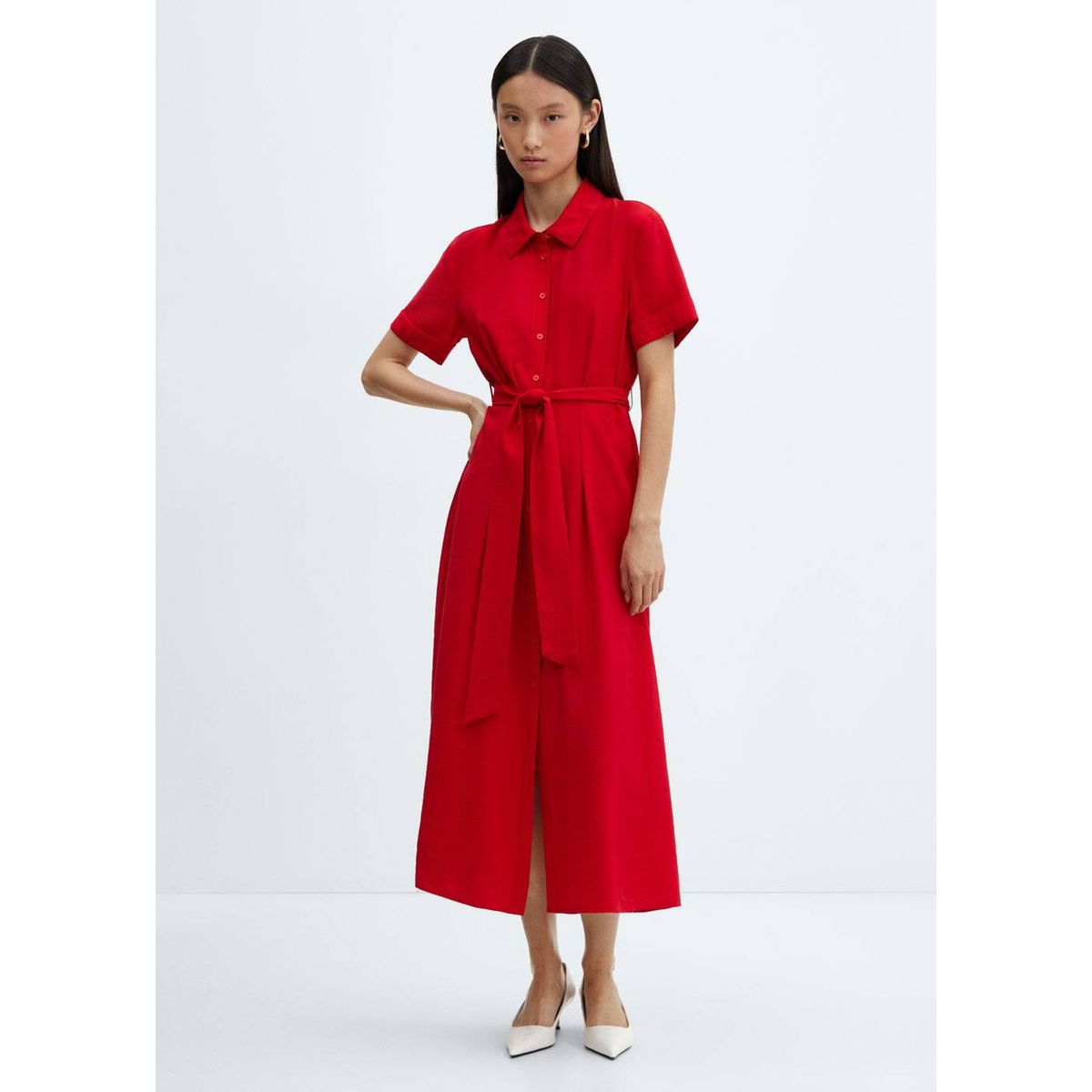 Robe chemisier noeud rouge Mango La Redoute