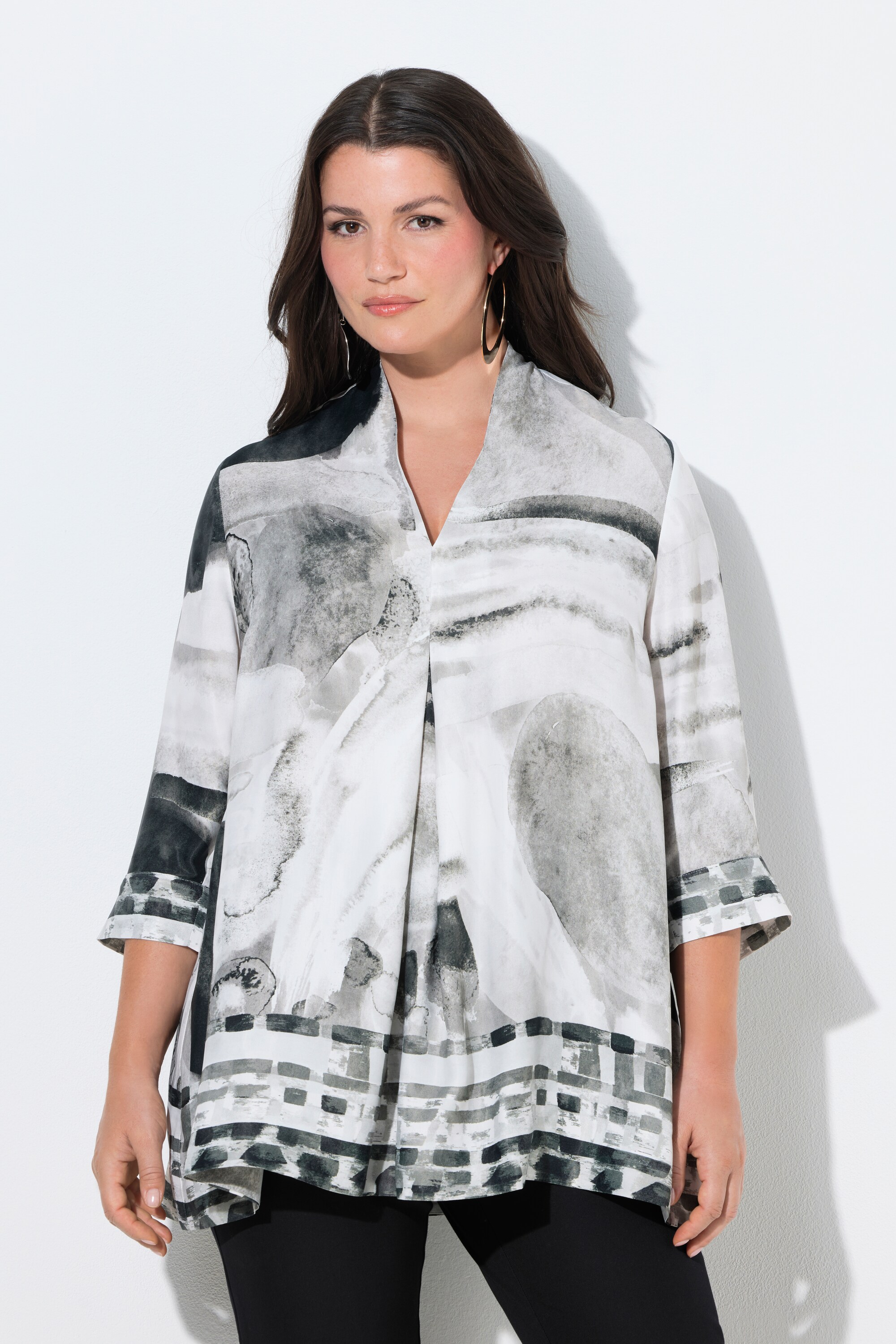 Blouse en satin, bordures contrastantes, ULLA POPKEN