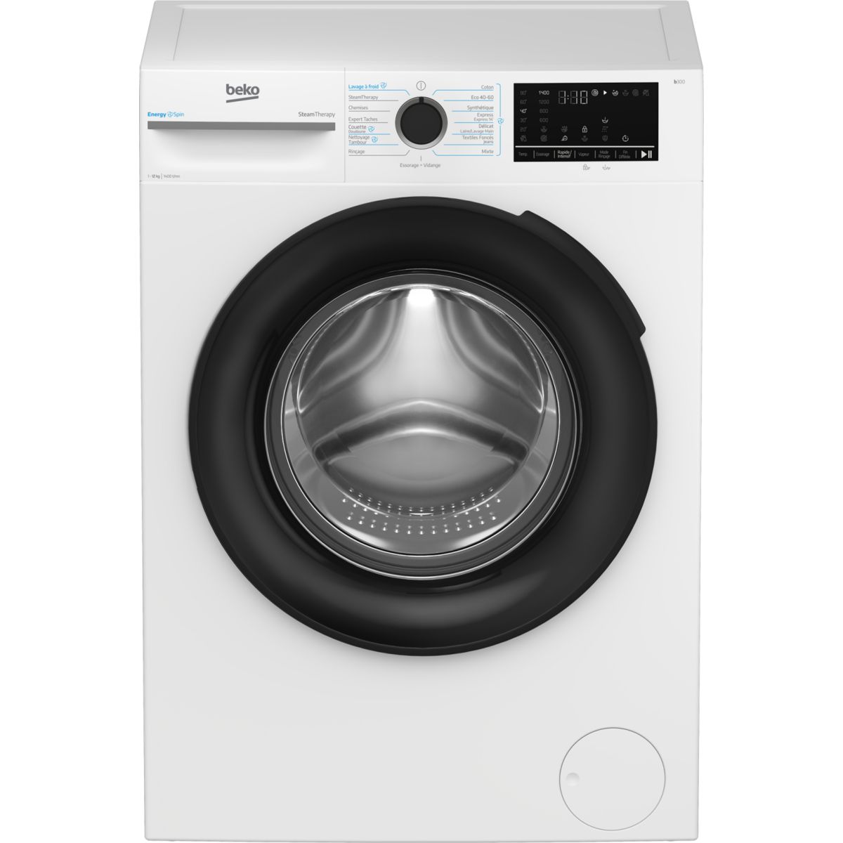 Lave linge hublot BM3WFT412411B - 12 kg - 1400 tr/min - Classe A - Moteur induction, BEKO