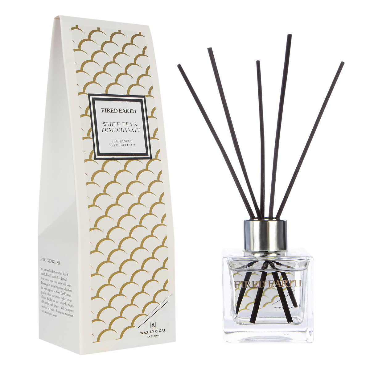 Fired Earth Reed Diffuser 100ml White Tea and Pomegranate, WAX LYRICAL