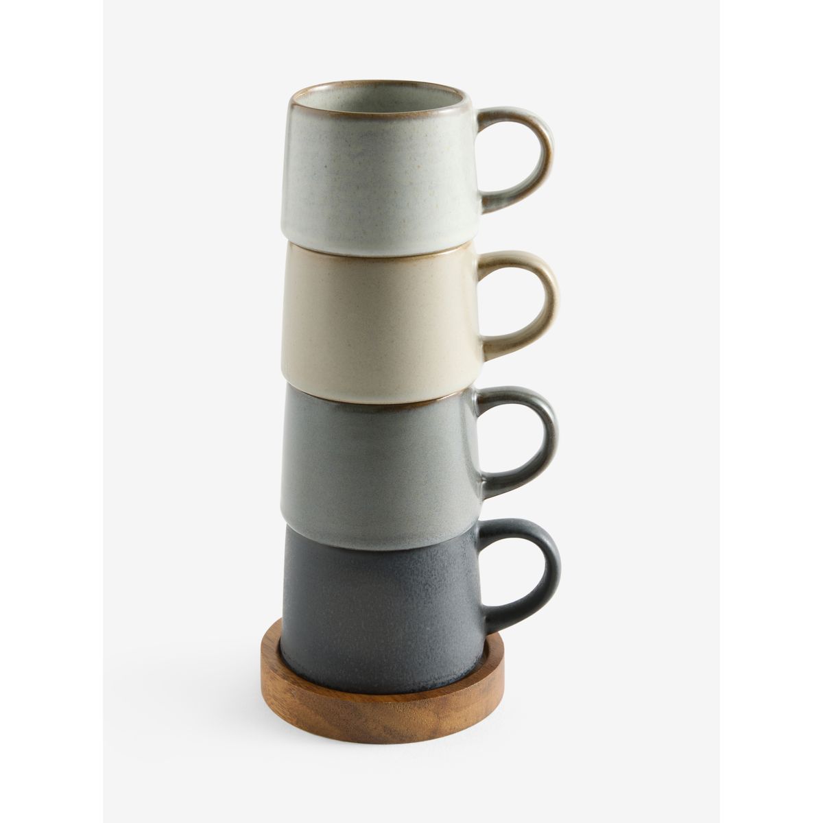 Mugs empilables avec plateau en bois, NEXT