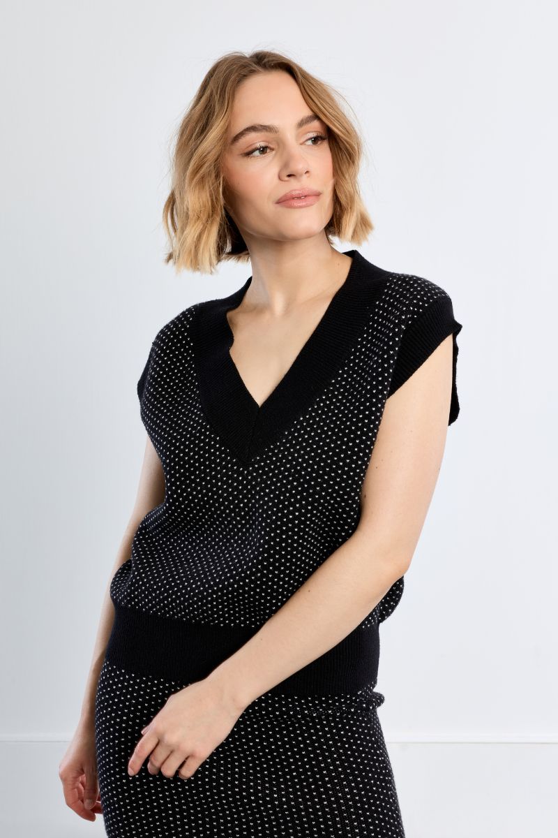 Pull sans manches, à pois, LILI SIDONIO