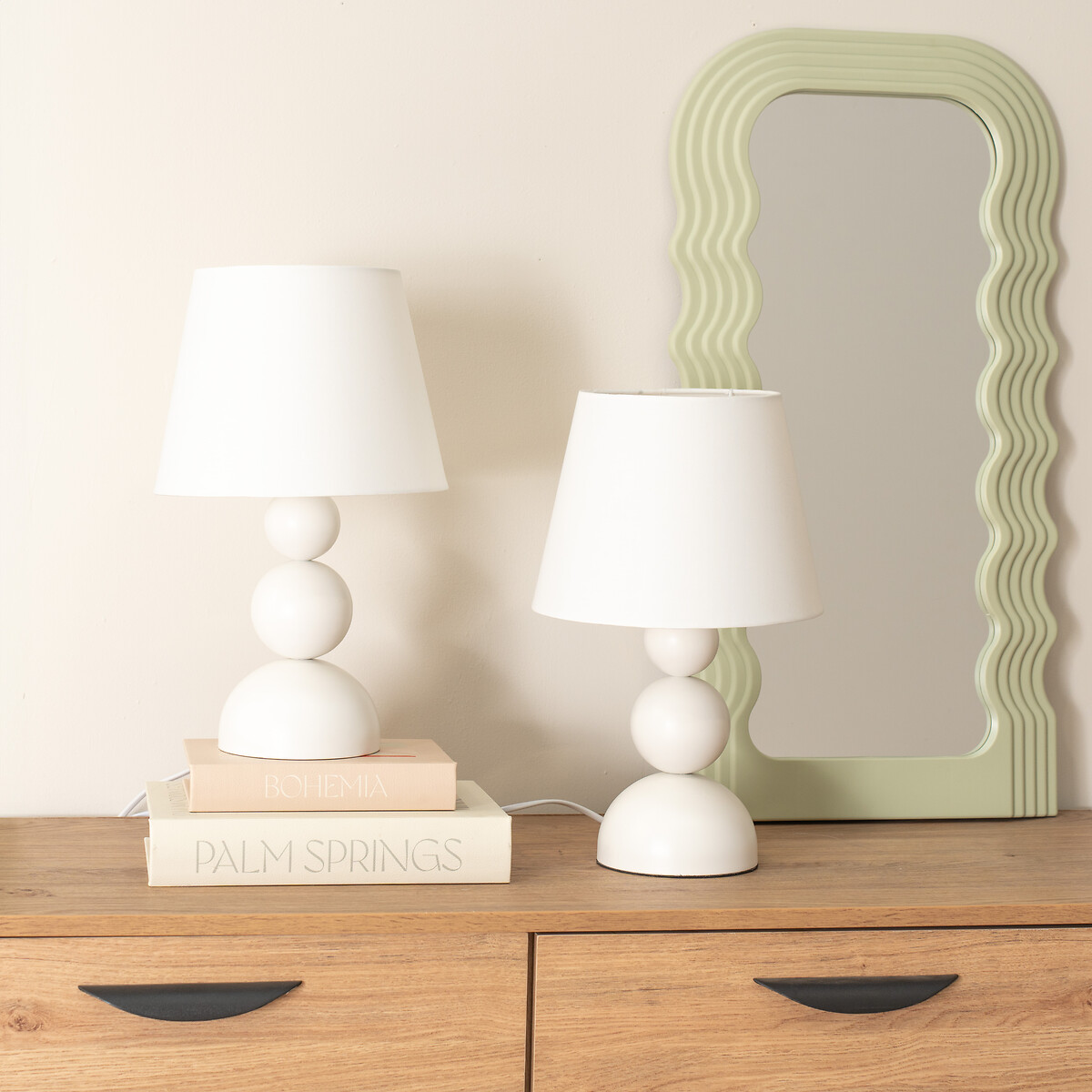 Set of 2 Wendi Touch Table Lamps in Cream, SO'HOME