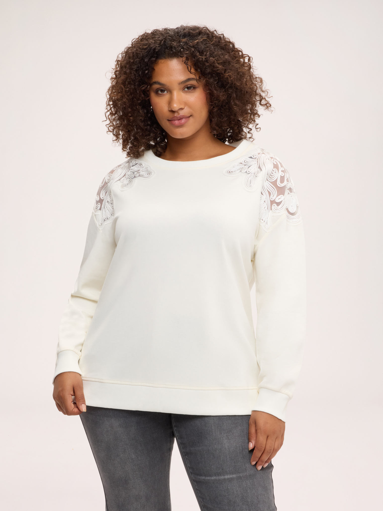 Sweat-shirt avec broderies florales, FIORELLA RUBINO