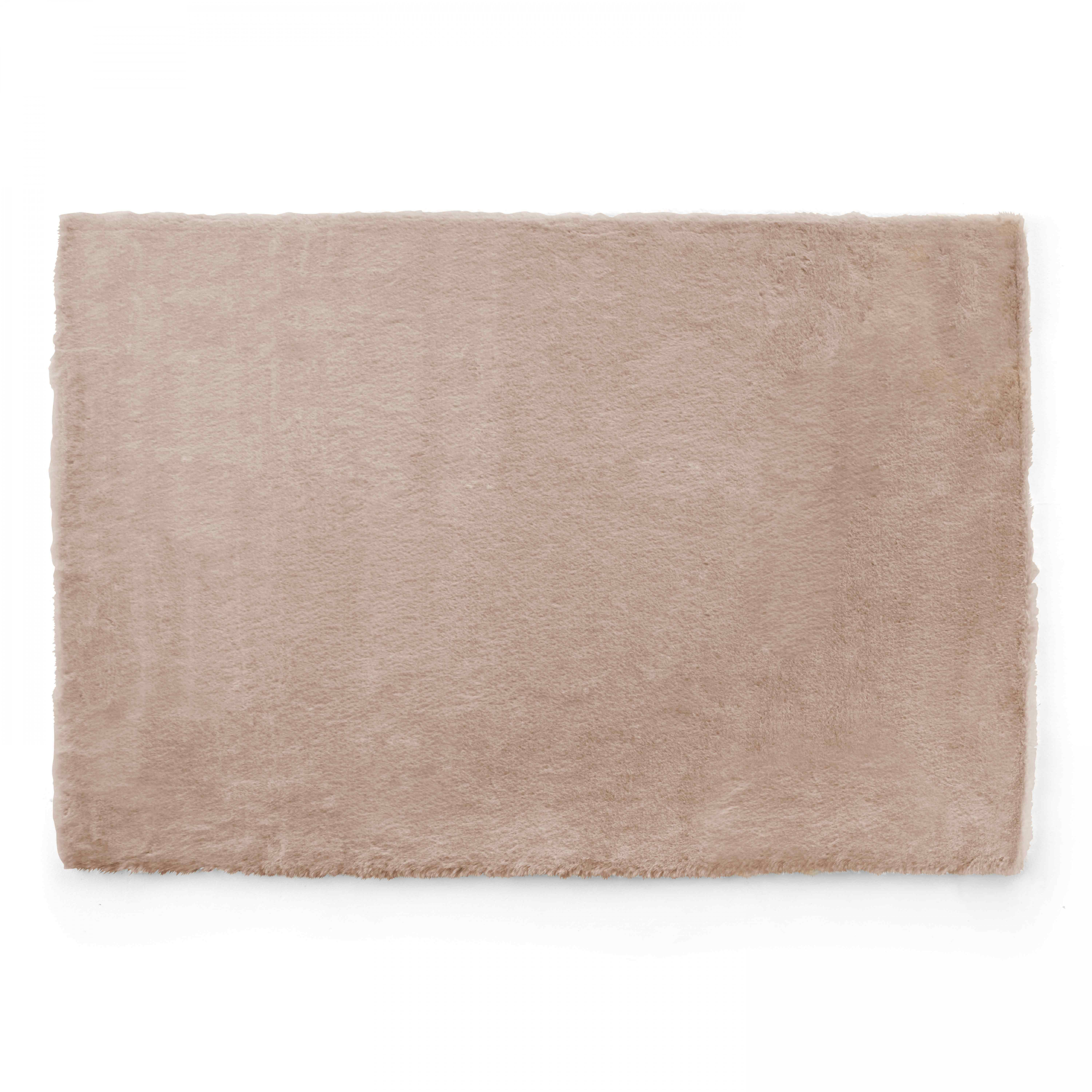 Tapis rectangulaire en polyester à poils longs, SNOW, OVIALA