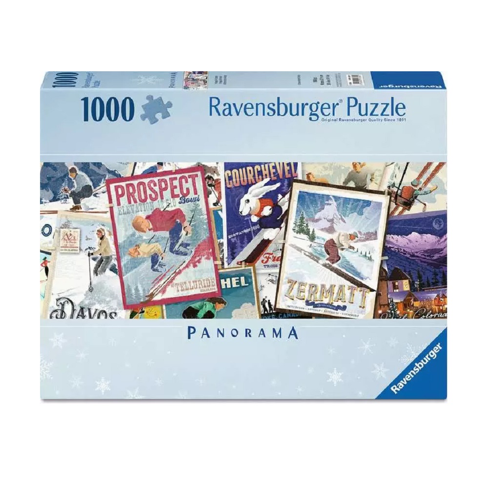Puzzle Affiches de ski vintage 1000 pcs, RAVENSBURGER