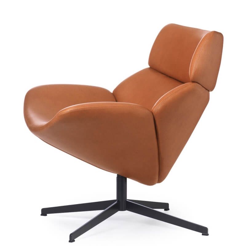 ASKO EJ 110 - fauteuil pivotant en cuir aniline Corona