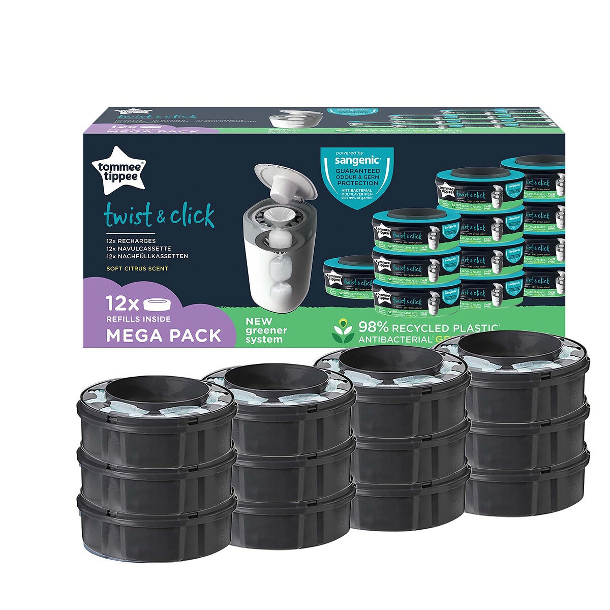 TOMMEE TIPPEE Lot bac à couches Twist & click Blanc + 4 recharges