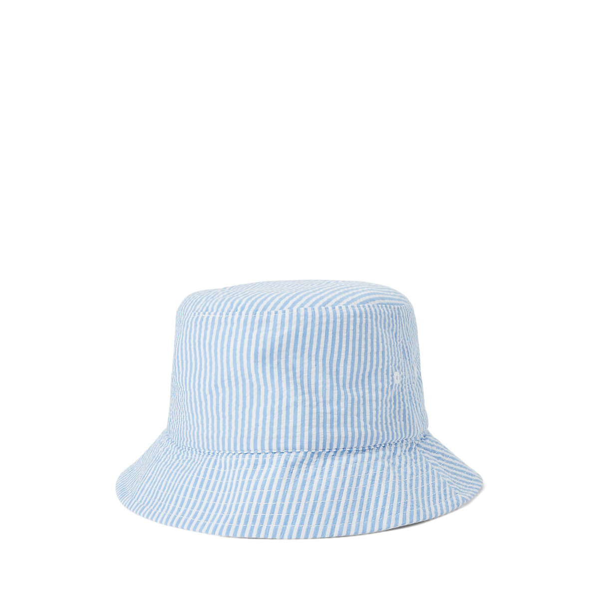 Reversible bucket hat in cotton seersucker, white/blue, Polo Ralph Lauren