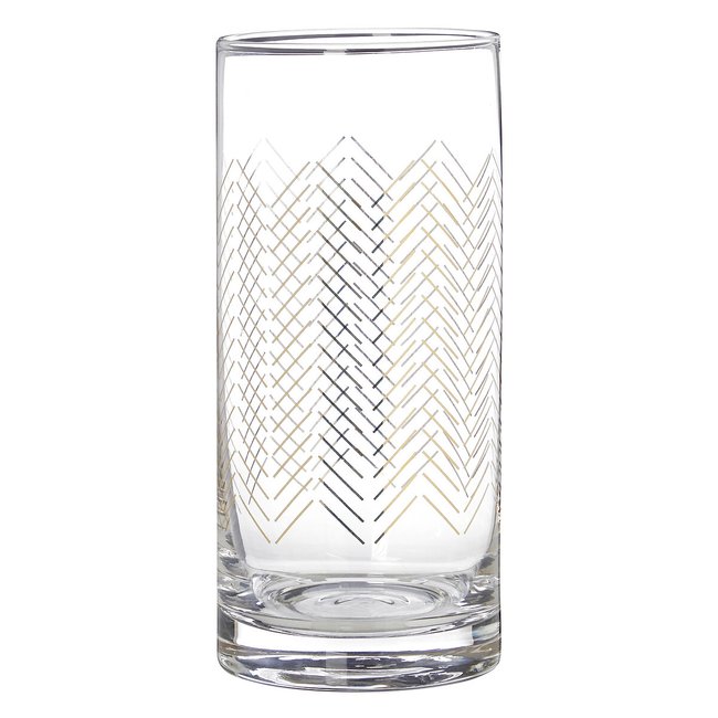 Set of 4 Jazz Gold Wave Highball Glasses, gold-coloured, SO'HOME
