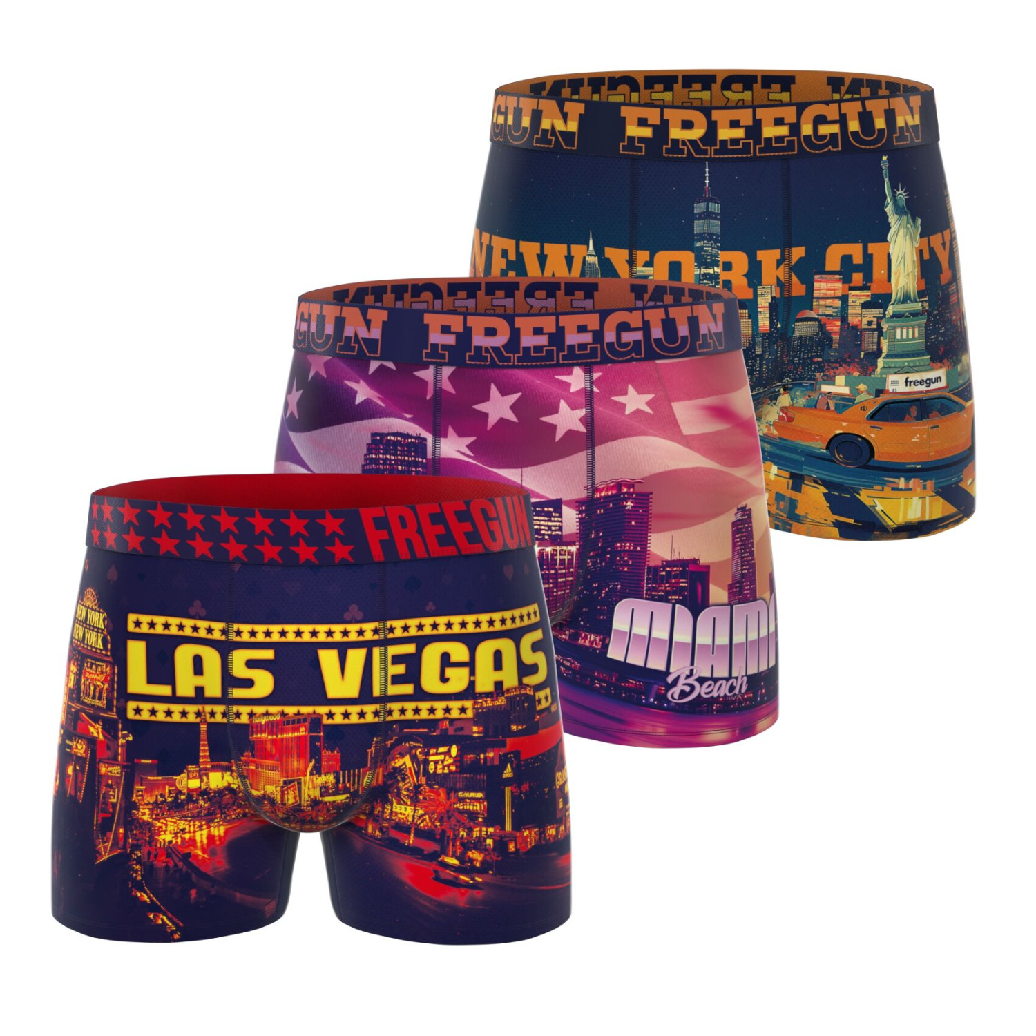 Lot De 3 Boxers Usa, FREEGUN