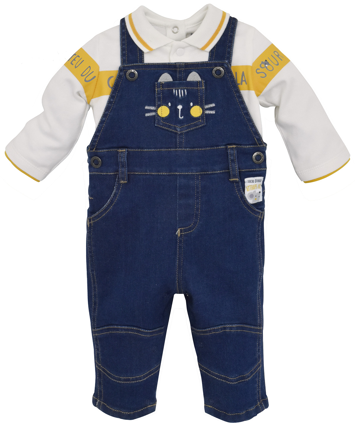 Salopette jean bebe + t-shirt, SUCRE D'ORGE