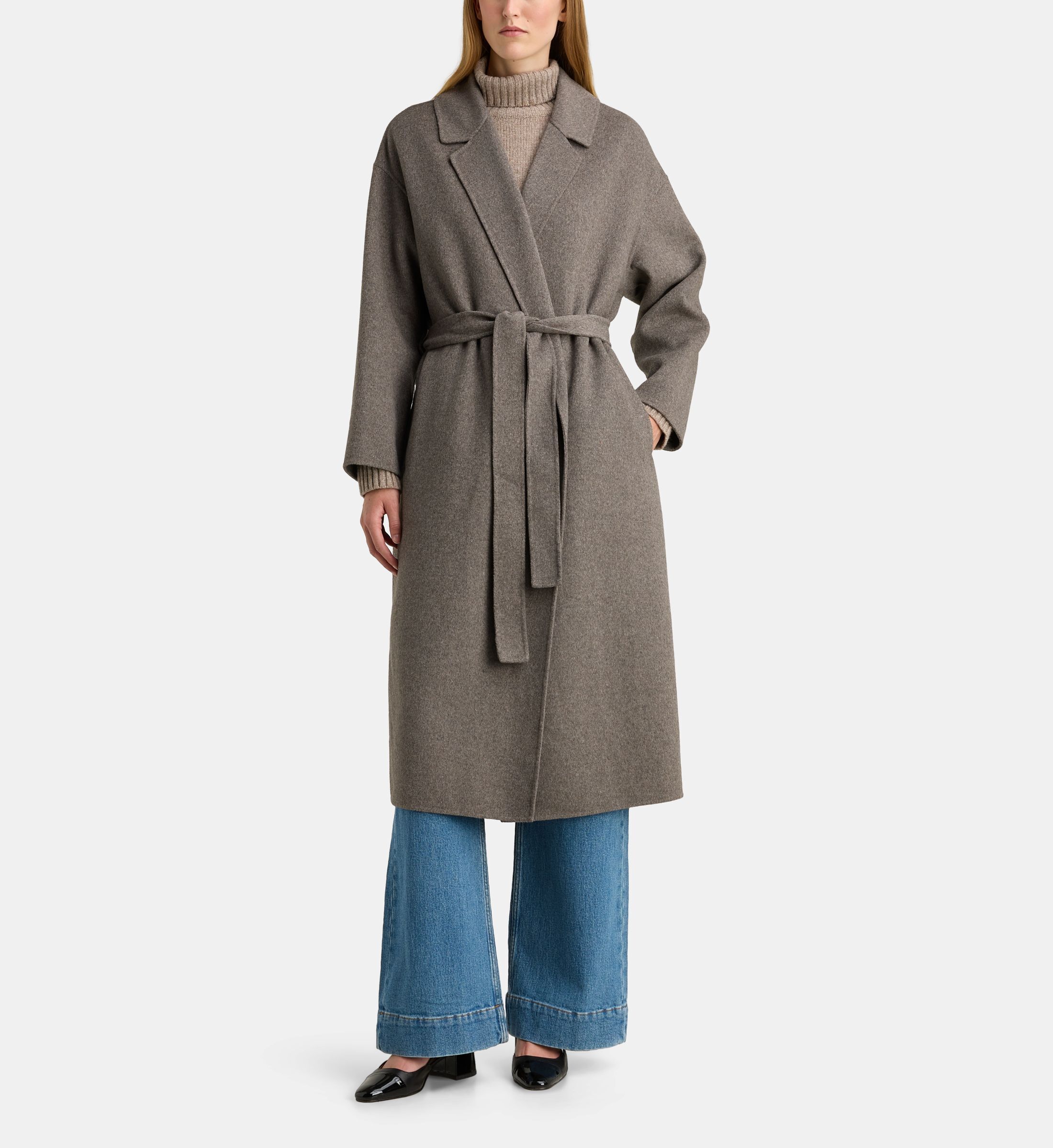 Manteau peignoir long blois ceinturé en laine mélangée, GALERIES LAFAYETTE