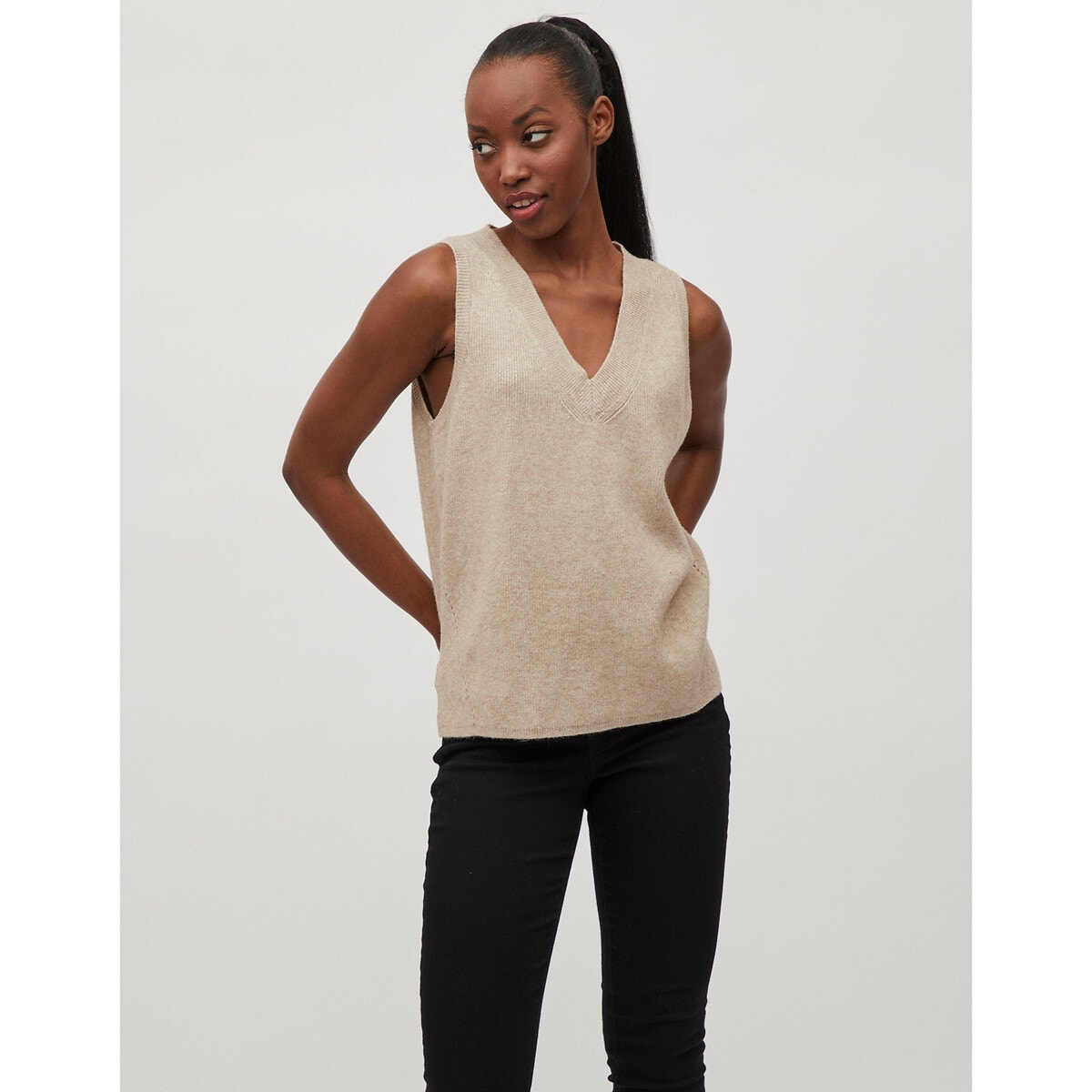 Pull sans best sale manche femme mango