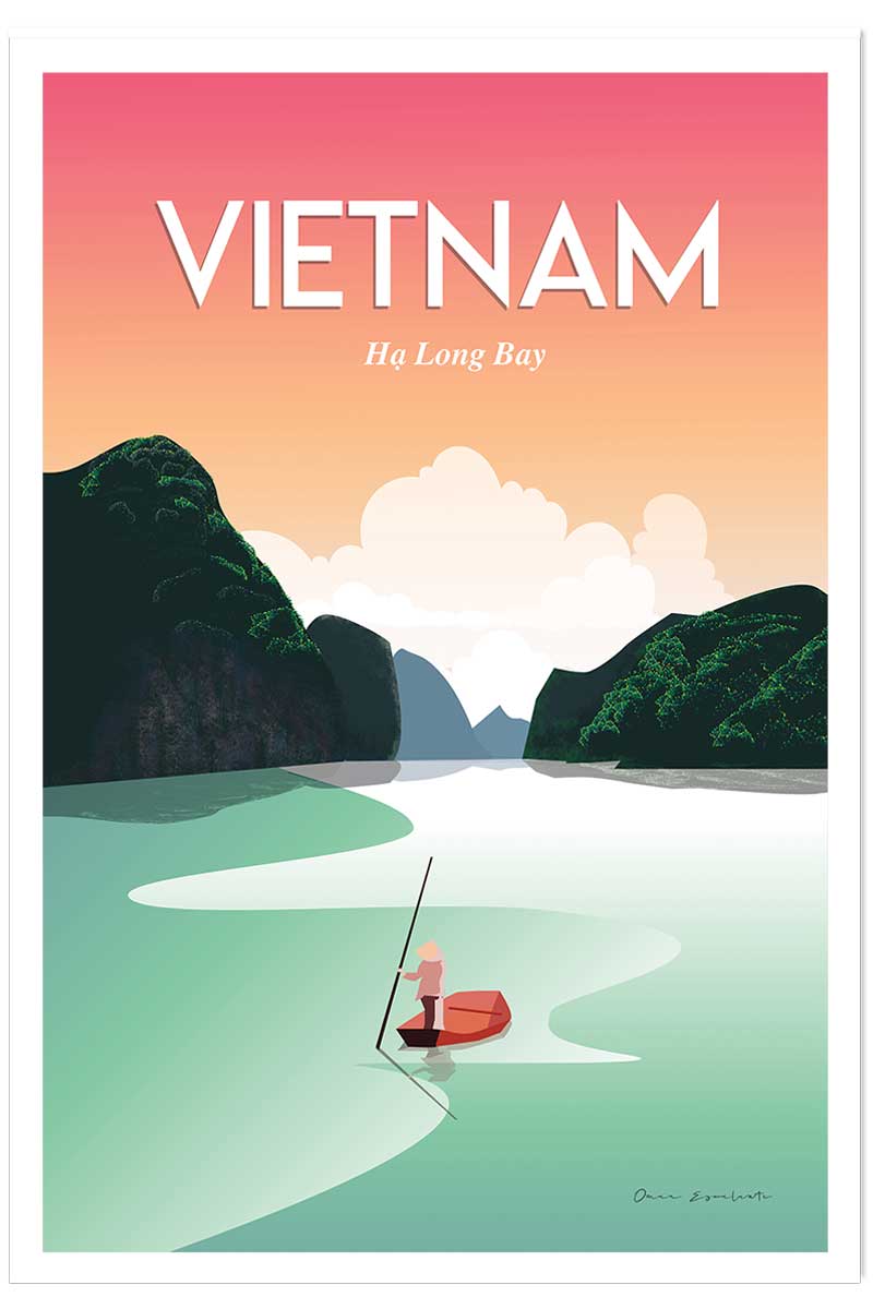 Affiche voyage Vietnam Baie Halong, HEXOA