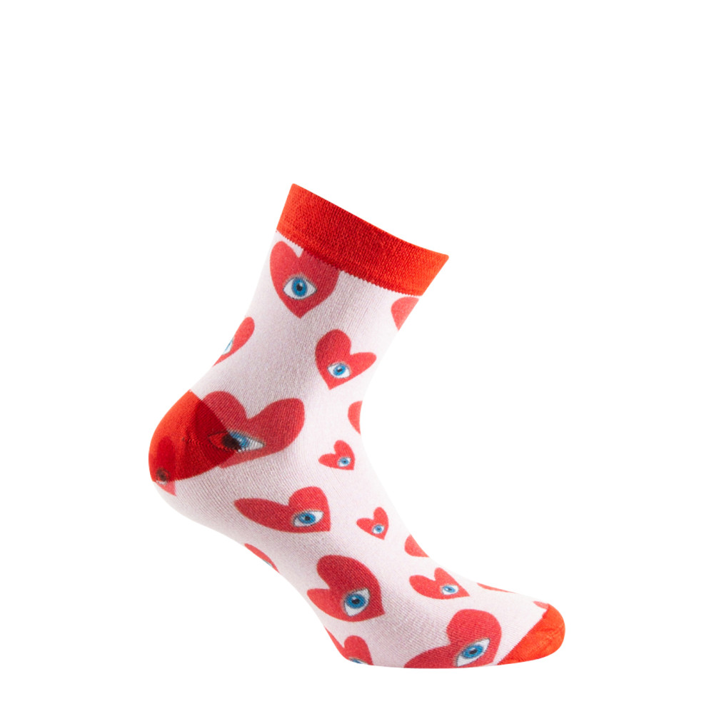 Socquette en viscose motif coeurs, KINDY