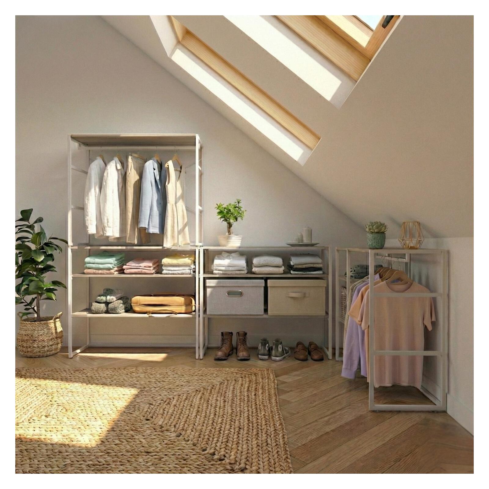 Lot de 4 portants vêtements sous combles modulables 400x85cm KADRA, MOB IN