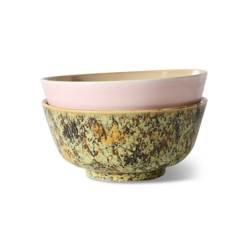 Bol grès artisanal style japonais HK living Ascend set de 2, HKLIVING