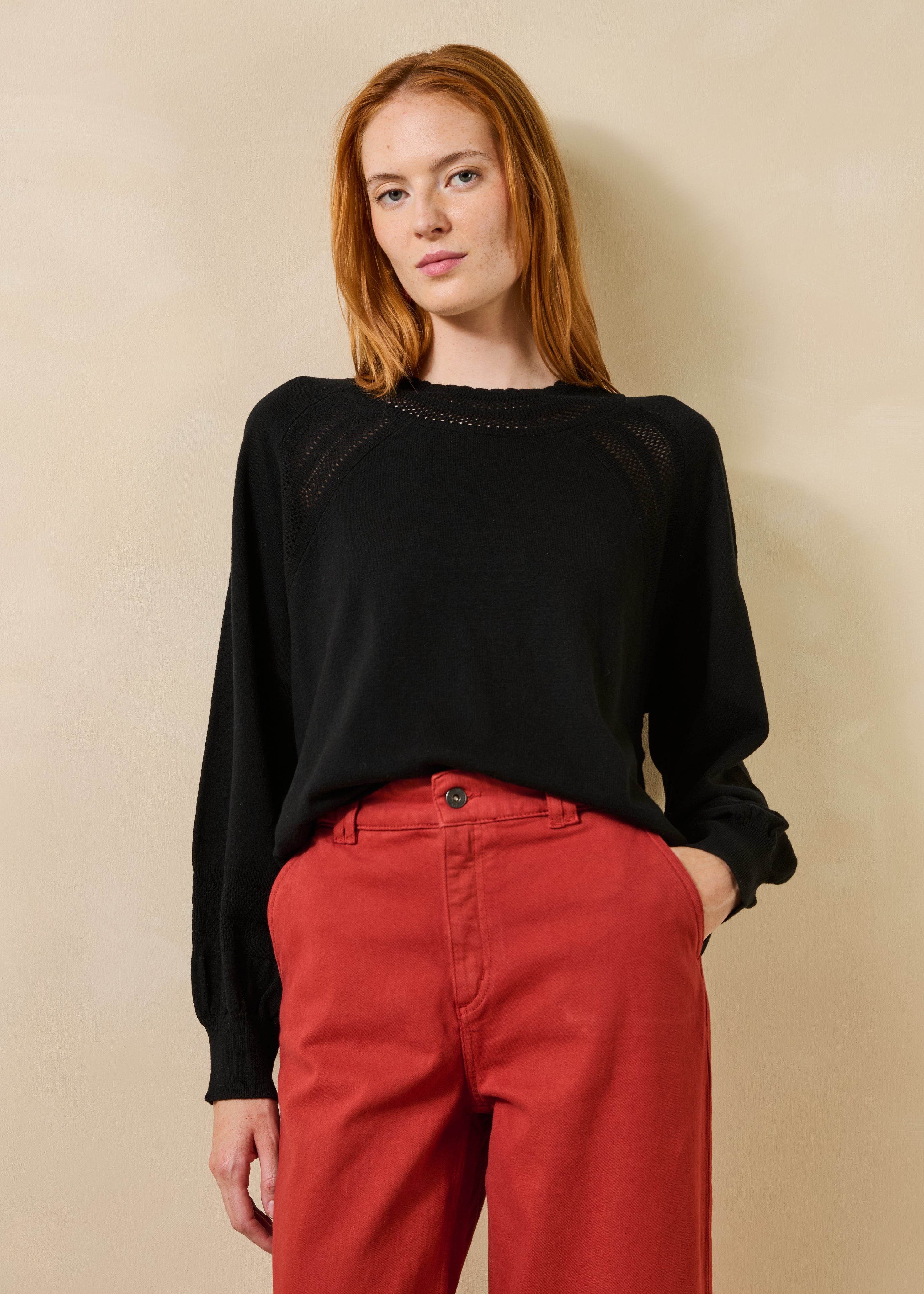 Pull manches longues en laine et coton, LA FEE MARABOUTEE