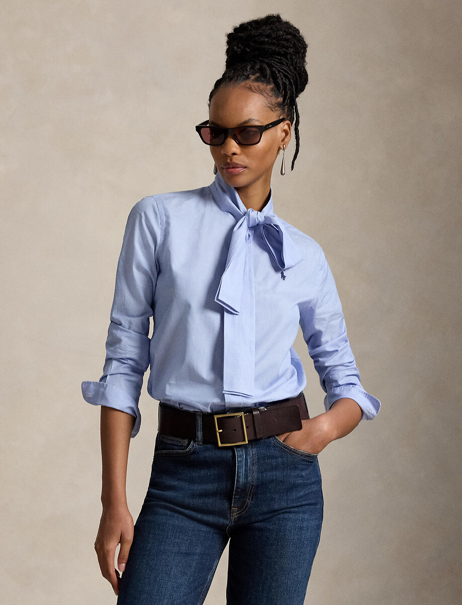 Camicia con scollo a lavallière e maniche lunghe, POLO RALPH LAUREN