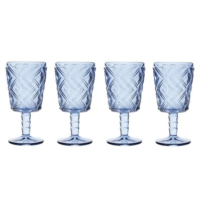 Set of 4 Fleur Embossed Wine Glasses, 260ml SO'HOME