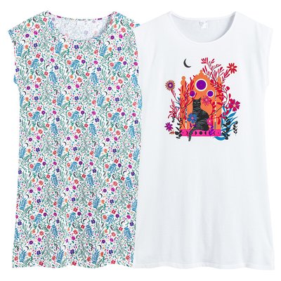 Pack of 2 Nightshirts in Printed Cotton LA REDOUTE COLLECTIONS