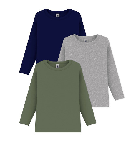 Set van 3 T-shirts met lange mouwen, PETIT BATEAU