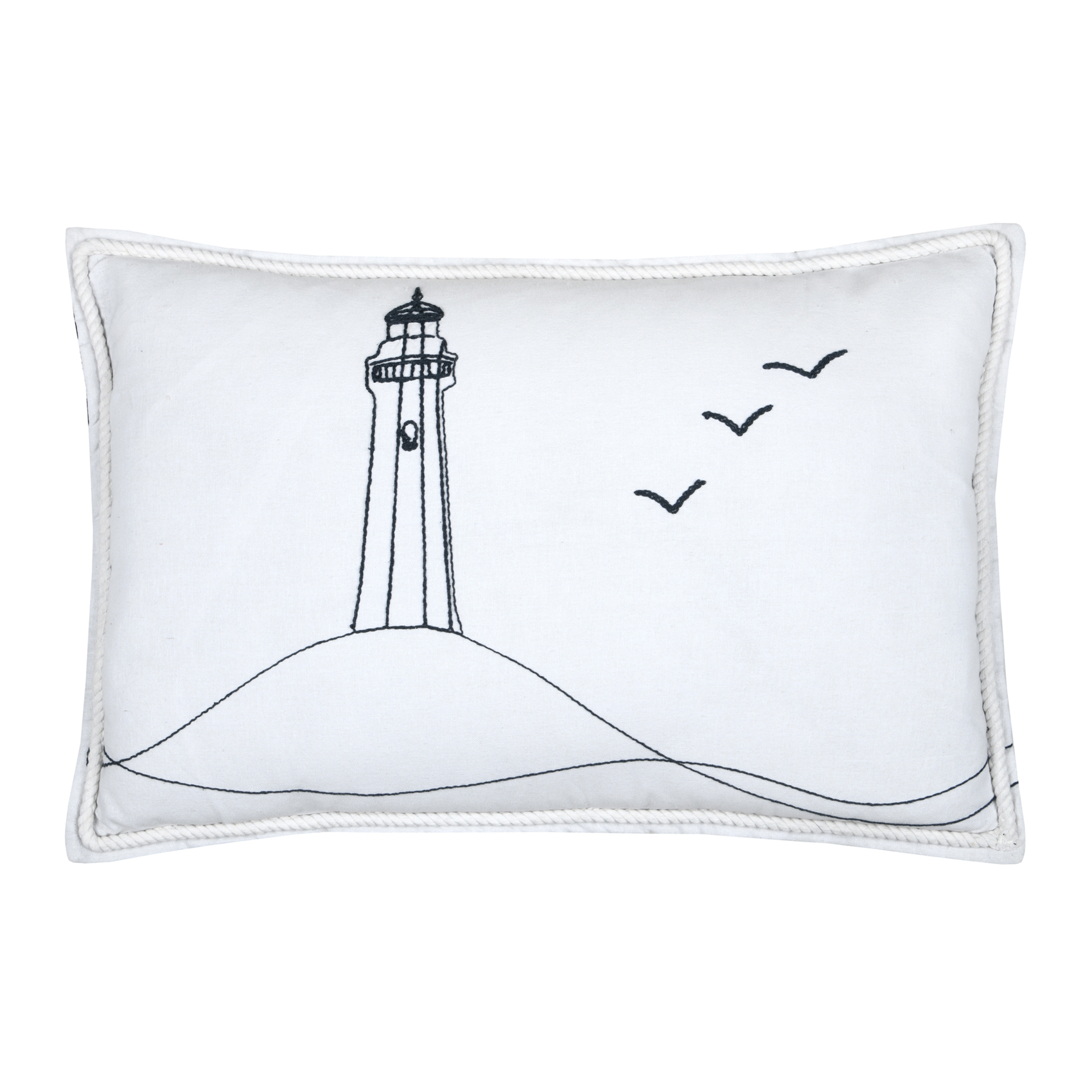 Coussin polycoton brodé style bord de mer, LOVELY CASA