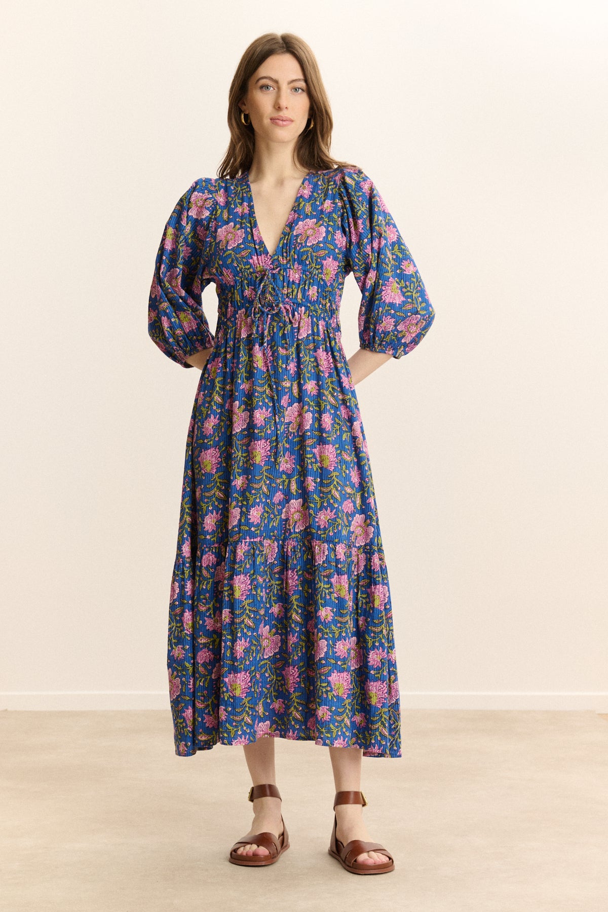Robe midi manches 3/4 imprimée VANINA, GARANCE PARIS 