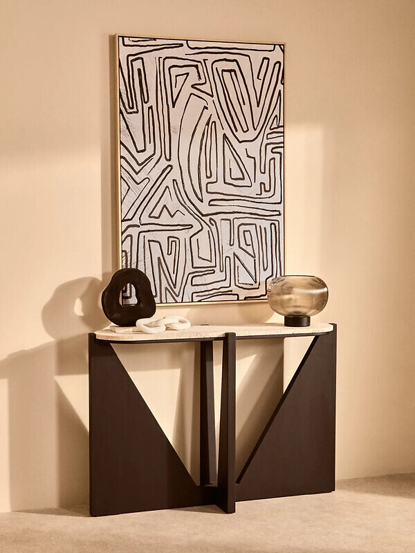 123X83Cm Abstract Black And Cream Textured Wall Art, FIFTY FIVE SOUTH