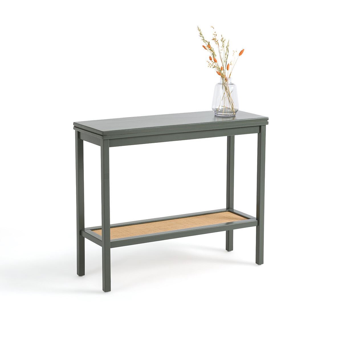 Gabin Solid Pine & Cane Double Level Console Table