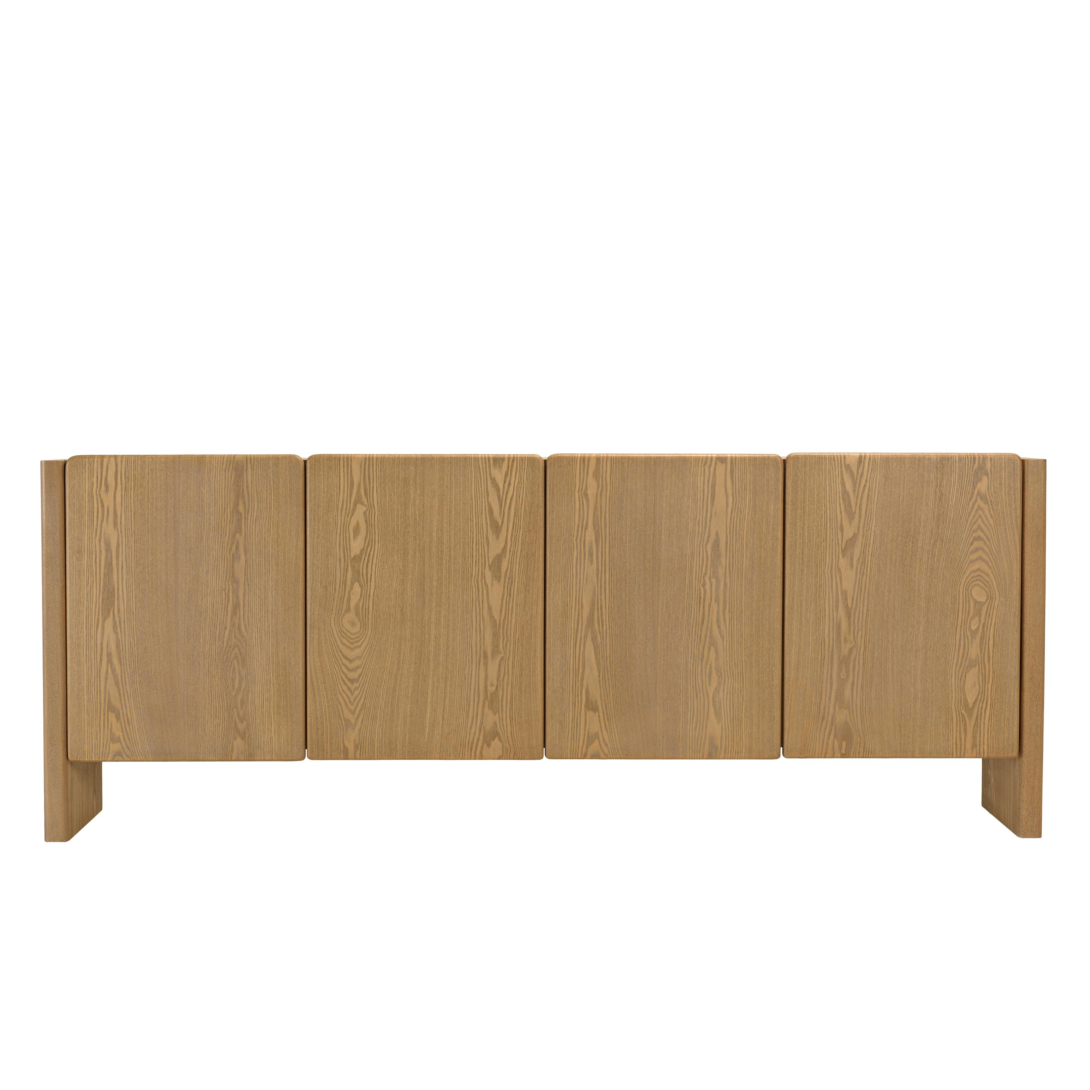 Buffet 213 cm couleur naturelle 4 portes design arrondi VELAR, PIER IMPORT