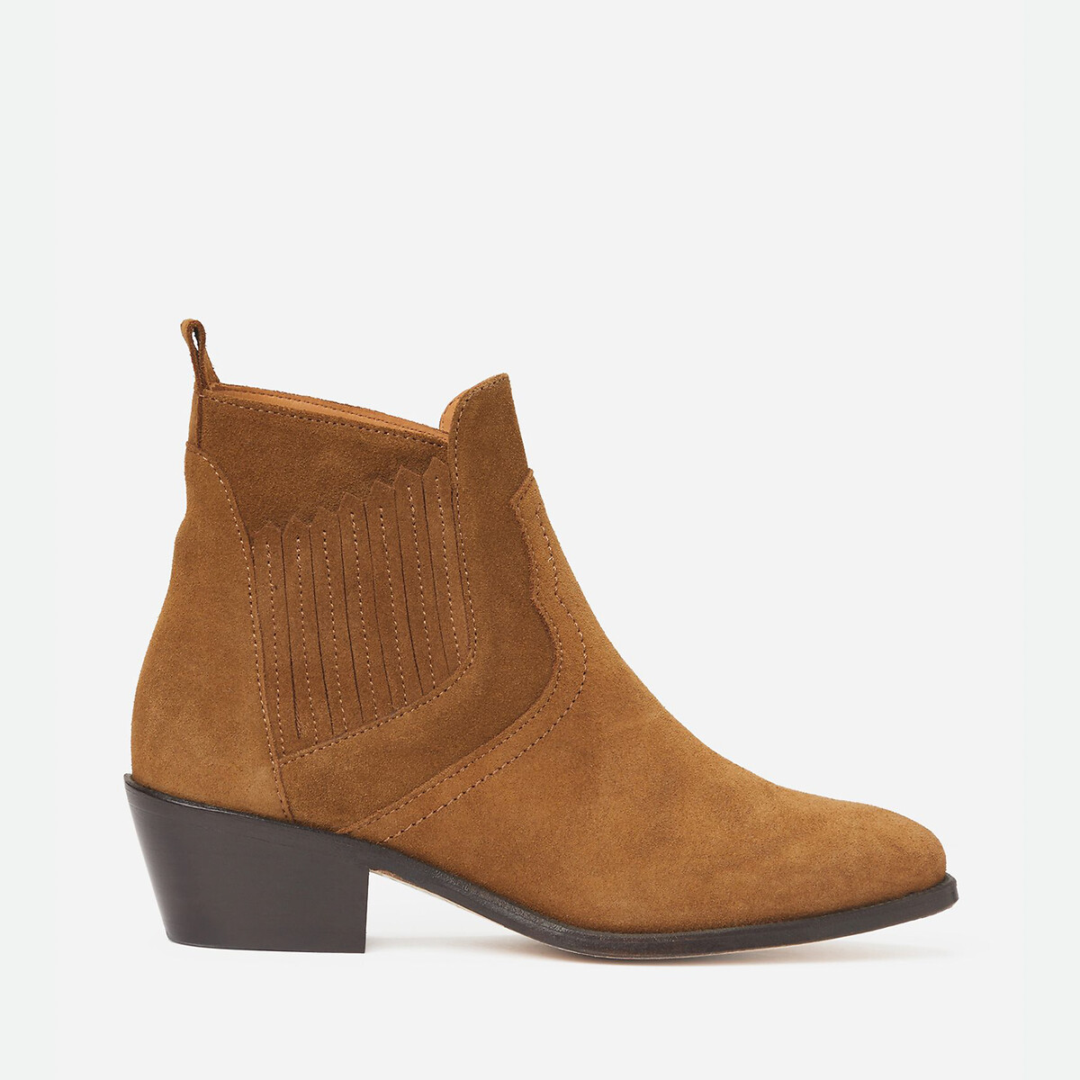 Suede Cowboy Ankle Boots with Cuban Heel