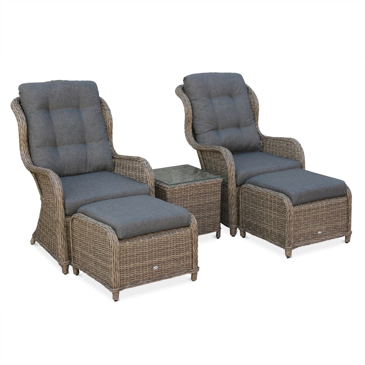 lot de 2 fauteuils avec repose pieds - barletta