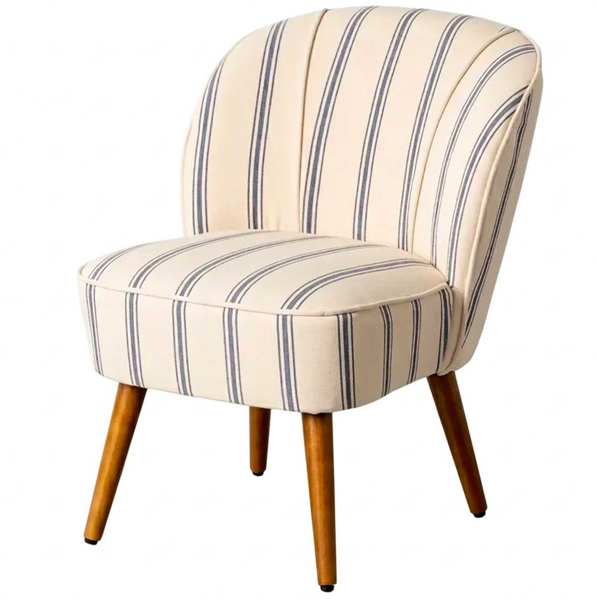 Fauteuil crapaud beige rayures bleues 54x64x73cm, WADIGA