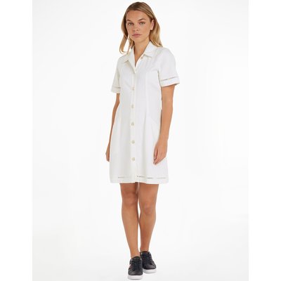 Mini Shirt Dress in Cotton Mix with Short Sleeves TOMMY HILFIGER