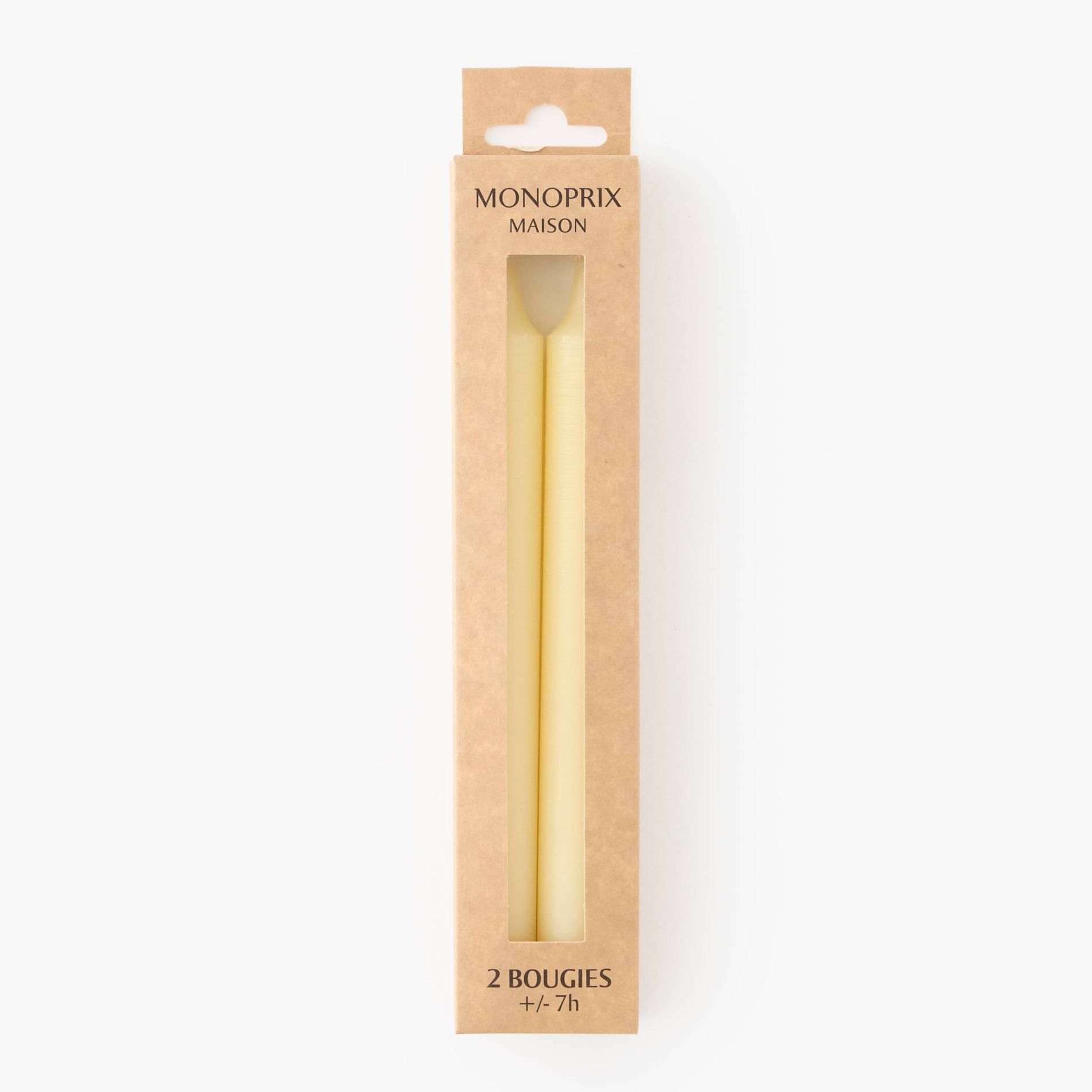 Lot de 2 bougies droites, 2,1x20cm, MONOPRIX