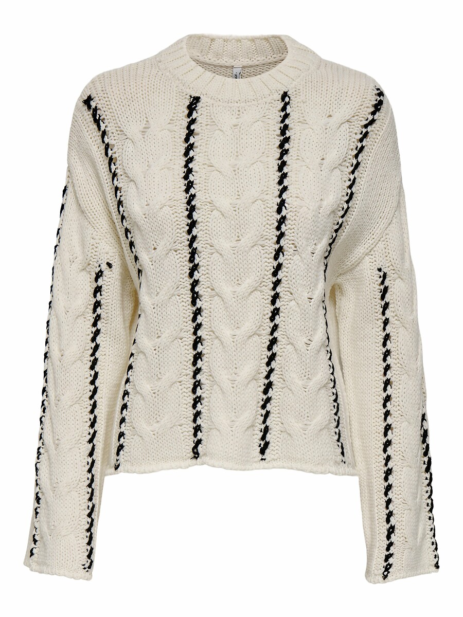 Cable Knit Jumper with Long Sleeves, ONLY