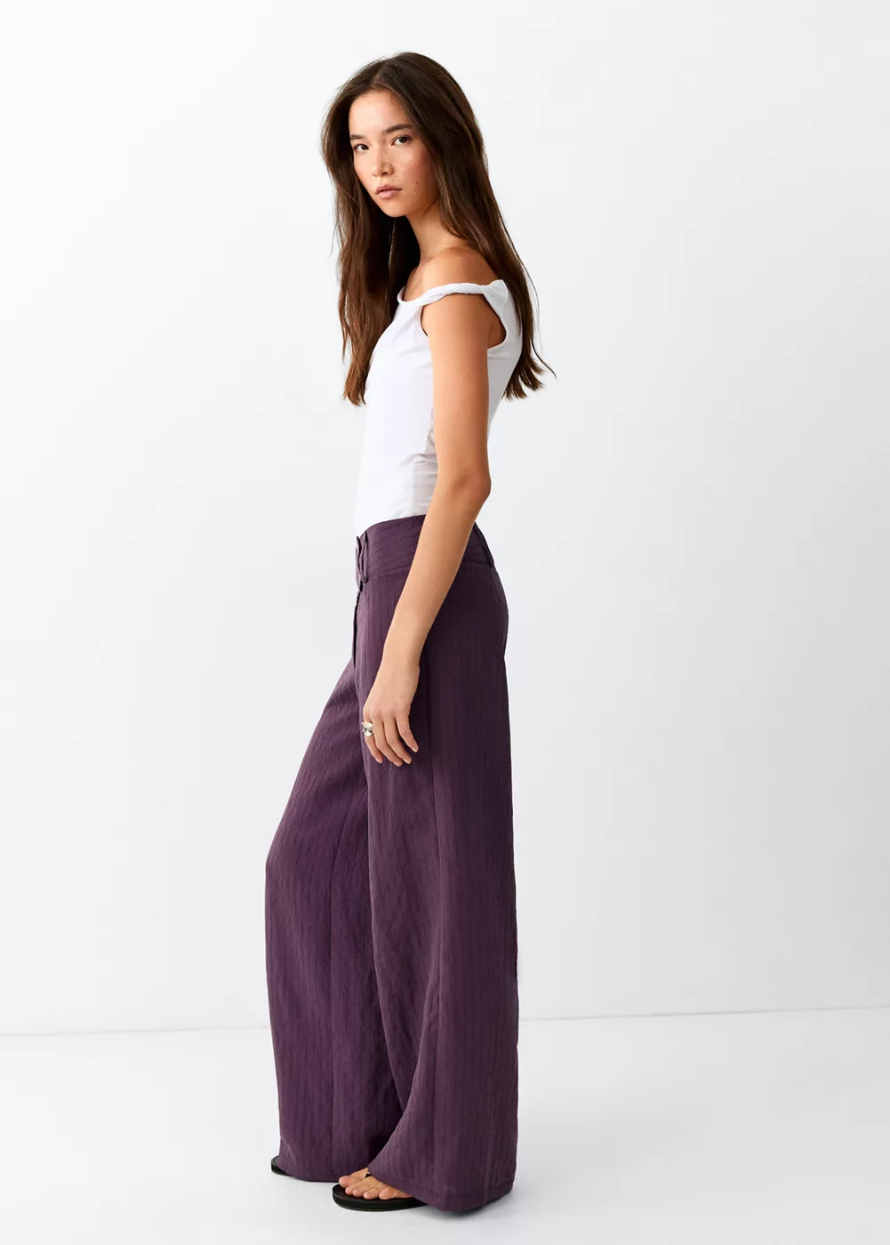 Pantalon low waist texturé, MANGO TEEN