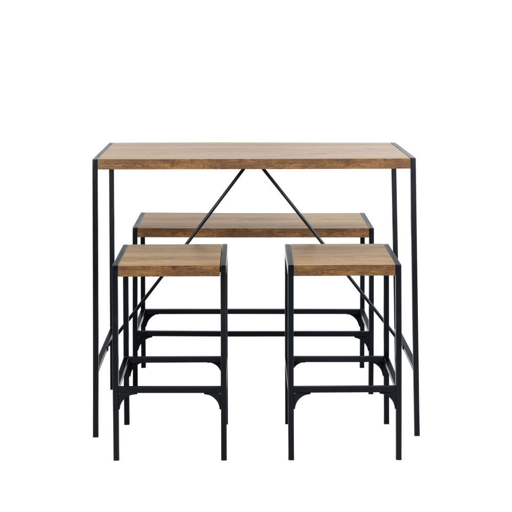 Ensemble table de bar pour 4 personnes en bois et métal H105cm- SKAL, DRAWER