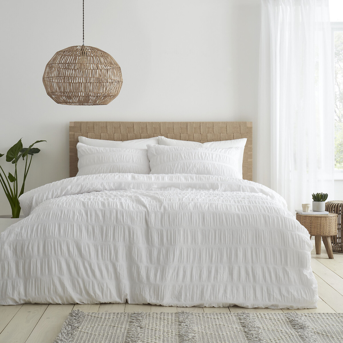 Seersucker Duvet Cover and Pillowcase Set, CATHERINE LANSFIELD