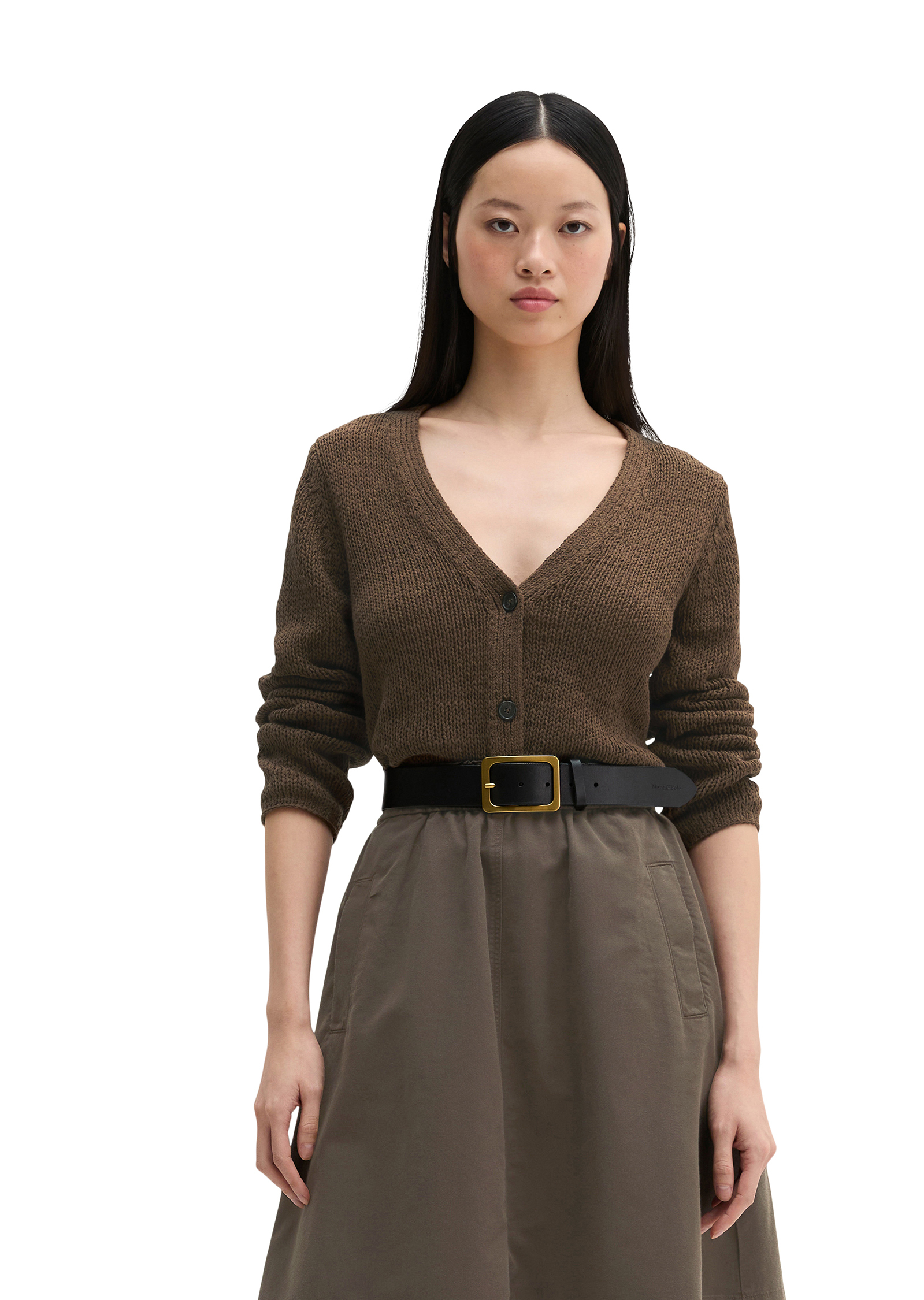 Cardigan slim en fil à bandelettes, MARC O'POLO
