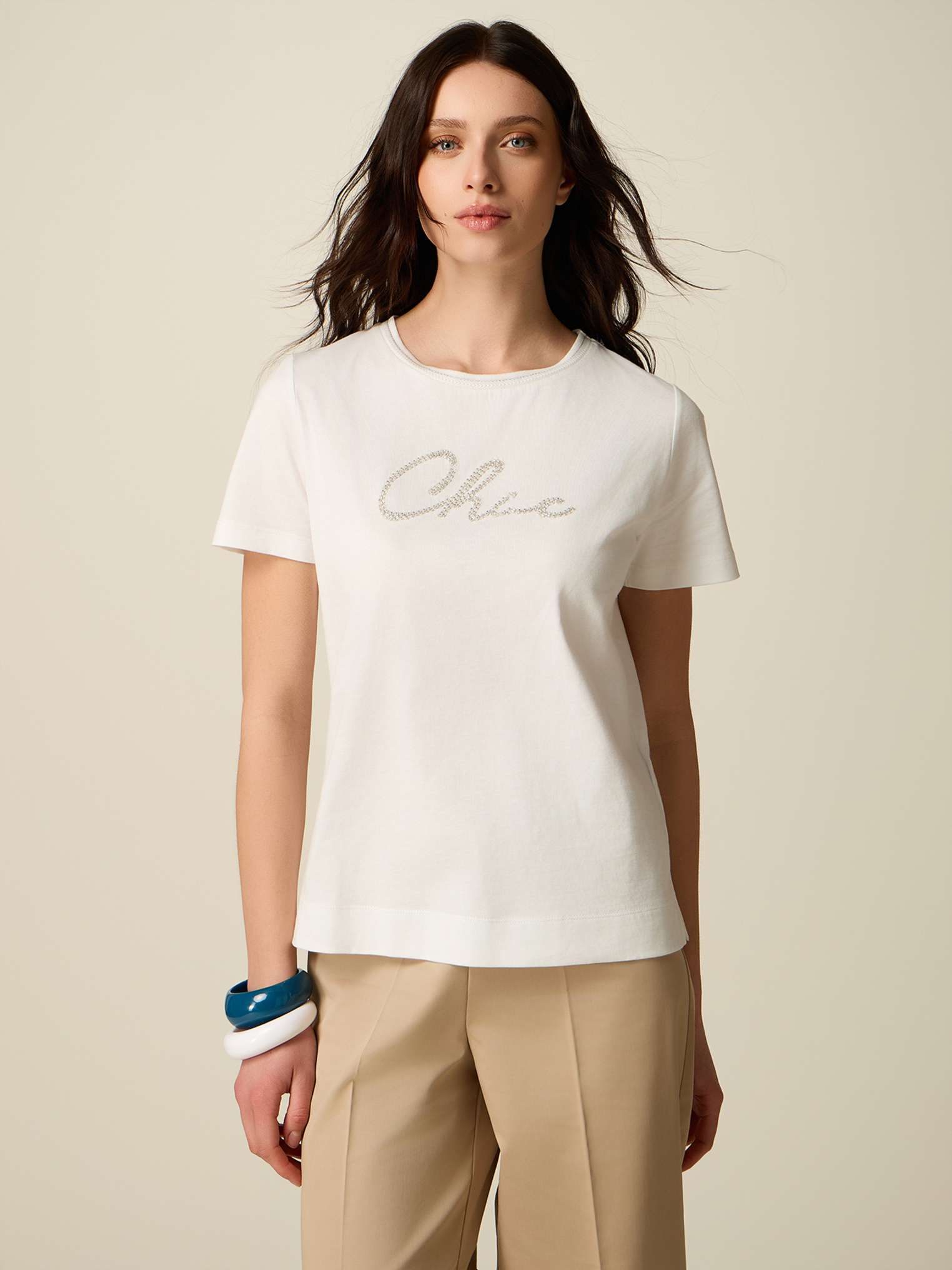 T-shirt avec broderie lettrage, OLTRE