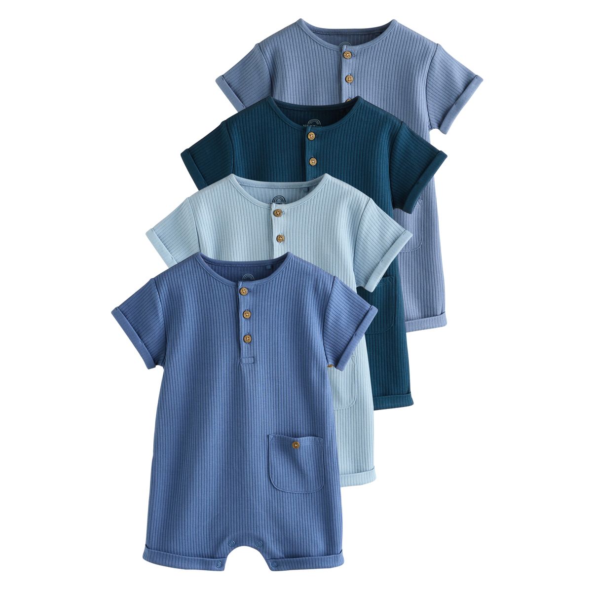Barboteuse à col boutonné bébé, lot de 4, NEXT