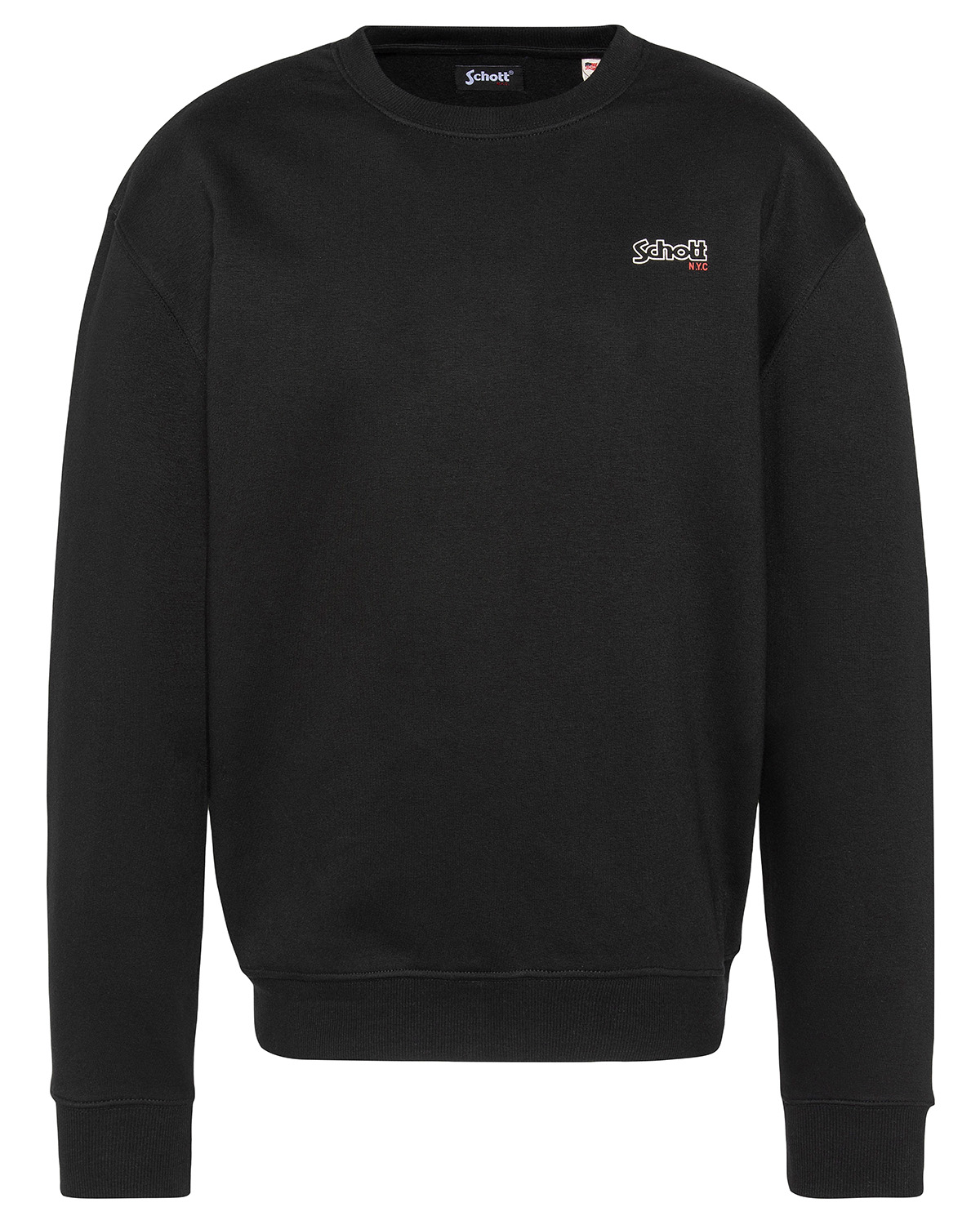 Sweatshirt noir à col rond, SCHOTT