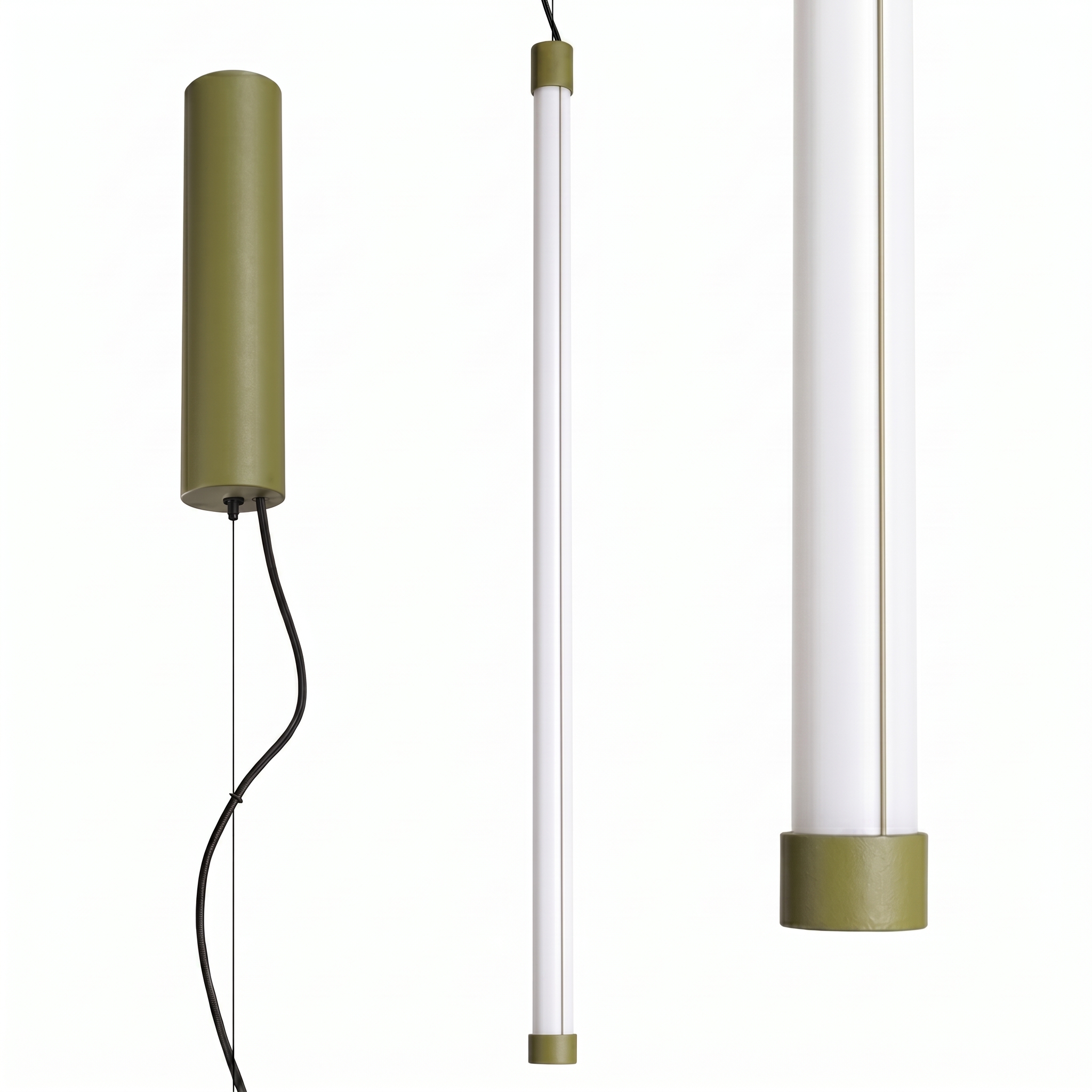 Suspension Acier Vert Olive LED 1 Trang, EDEN
