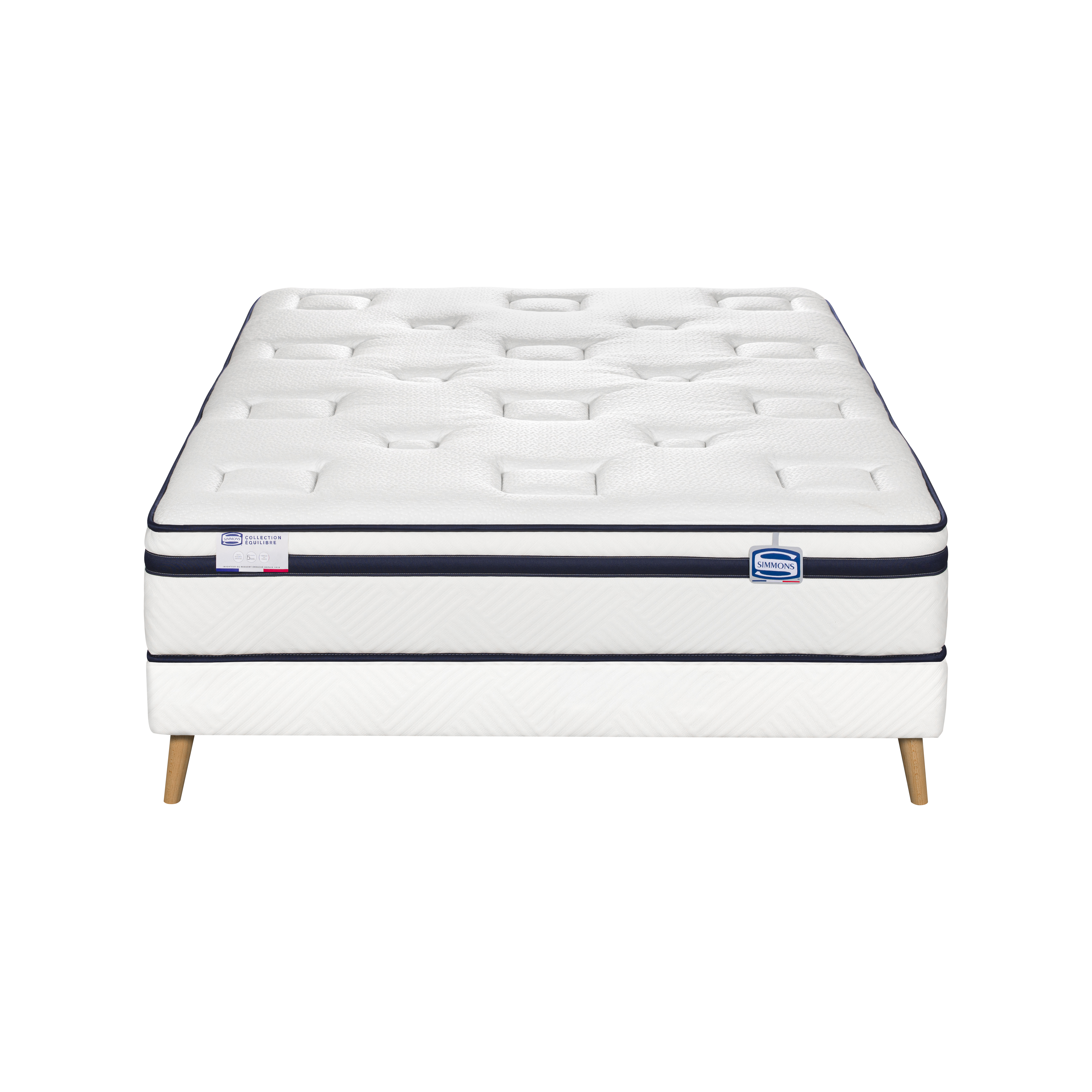 Ensemble L'INCOMPARABLE, matelas Hybride 140x200, ferme, H27 + sommier, SIMMONS