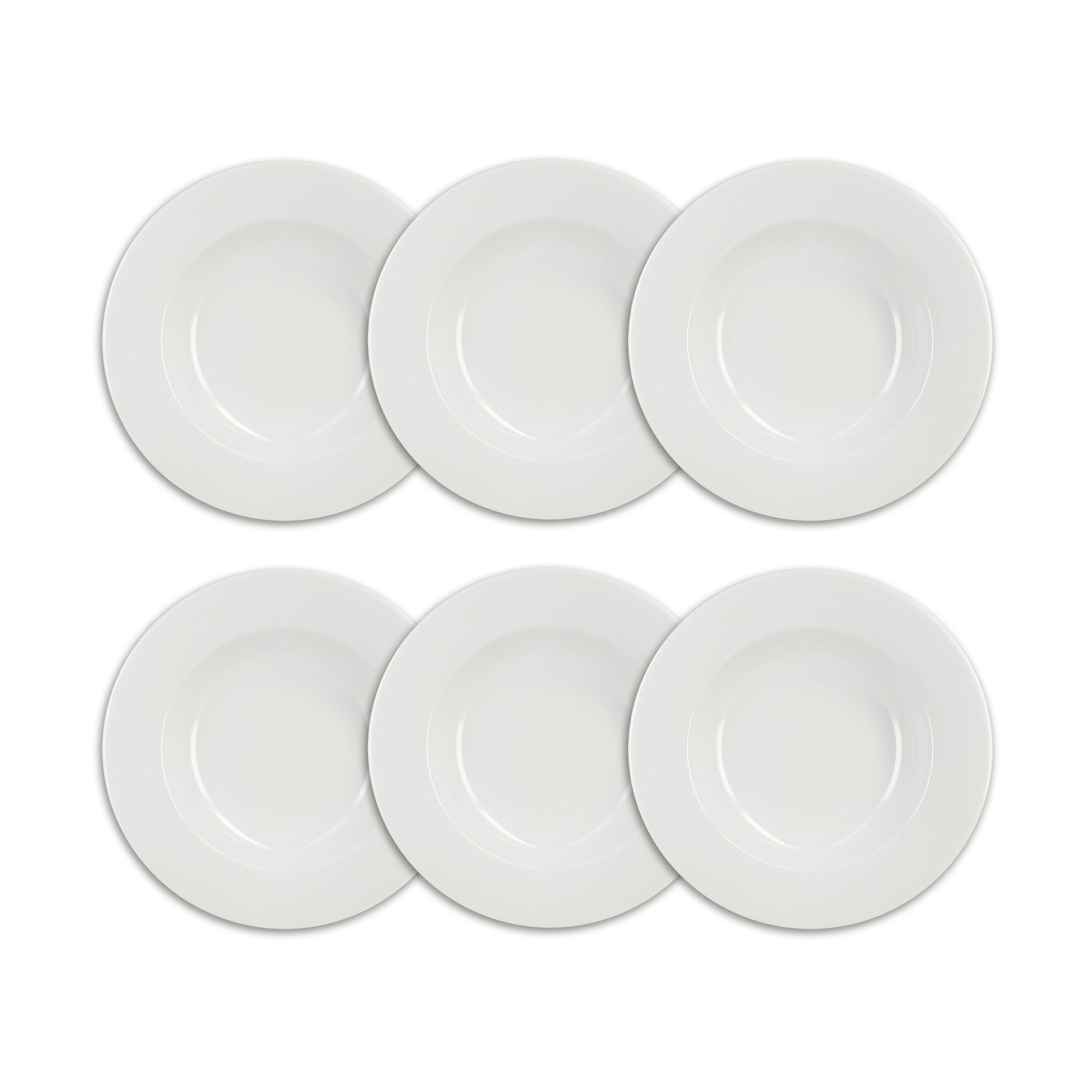 Lot de 6 assiettes creuses 22,5cm en porcelaine, THERA, OGO LIVING