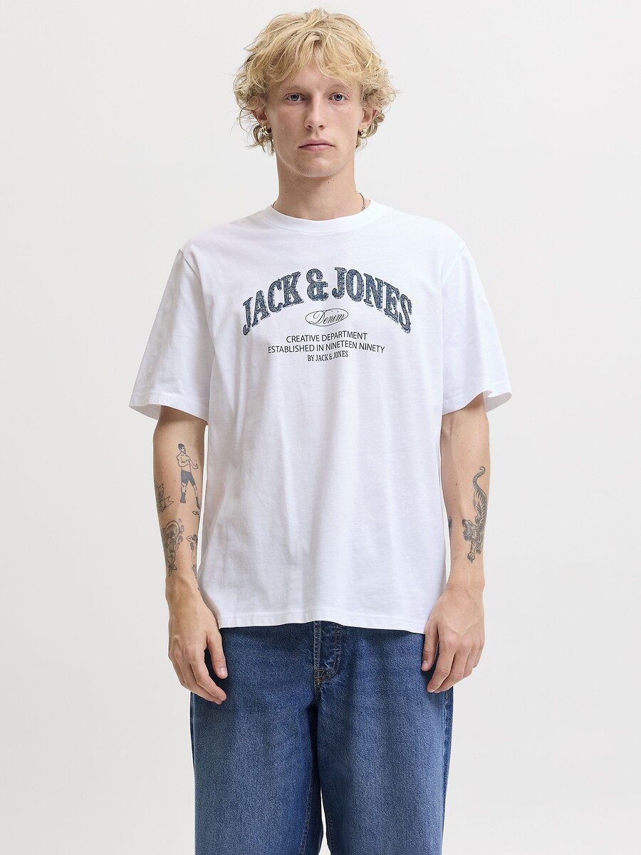 T-shirt manches courtes, col rond, logo, DENVER, JACK & JONES